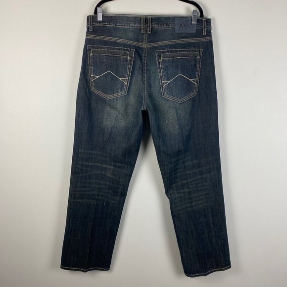 TK Axel Treadwell Relaxed Straight Mens Jeans Size 38x32 Dark Wash Denim Casual - Picture 5 of 10